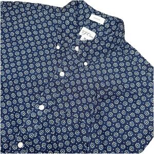 J.Crew Sewn Classic Fit Blue Linen Daisy Floral Short Sleeve Button Shirt Mens M